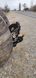 Peeking Bigfoot Fence Sign finished metal example