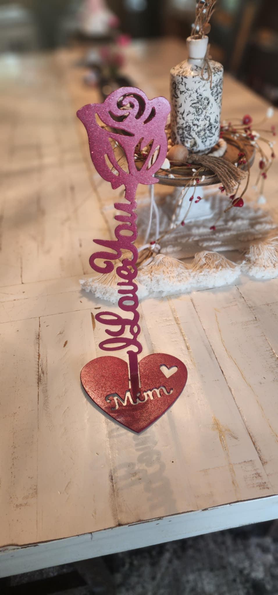 Mom Forever Rose, Heart Base finished metal example (photo 4)