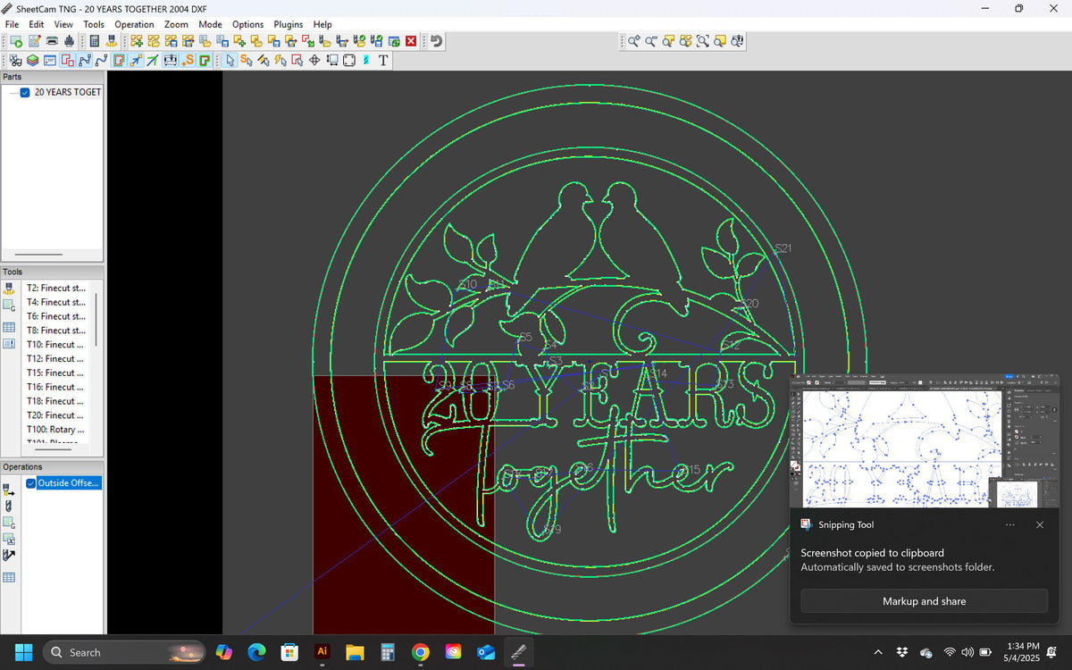 20th Anniversary Love Birds Sign vector paths in design software (photo 7)
