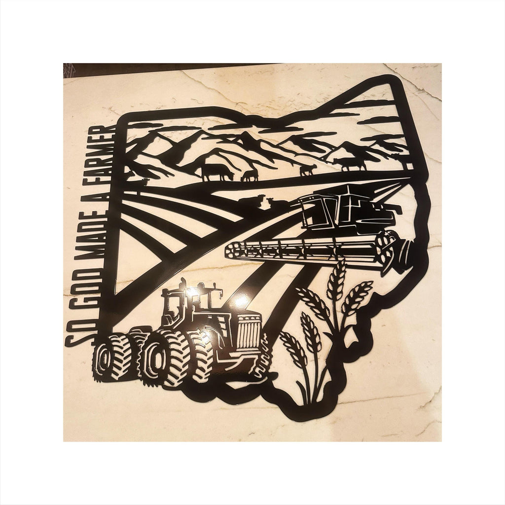 Ohio So God Made a Farmer Sign laser-cut wood example