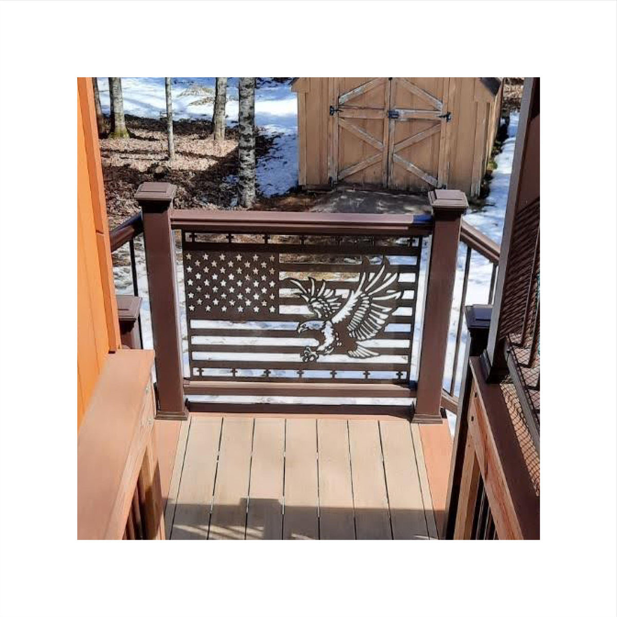 American Flag Eagle Railing Panel finished metal example