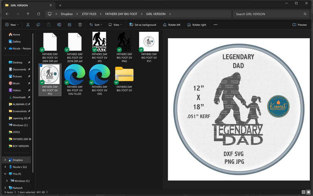 Legendary Dad Bigfoot and Daughter Sign vector paths in design software (photo 7)