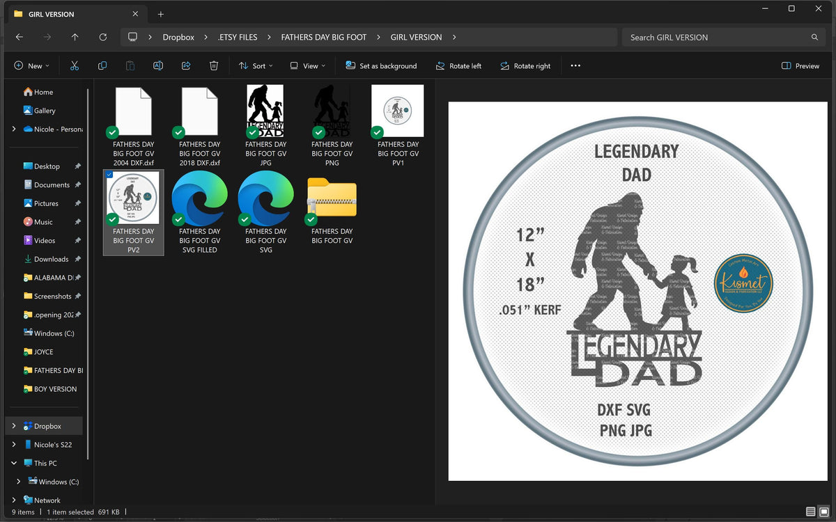 Legendary Dad Bigfoot and Daughter Sign vector paths in design software (photo 7)