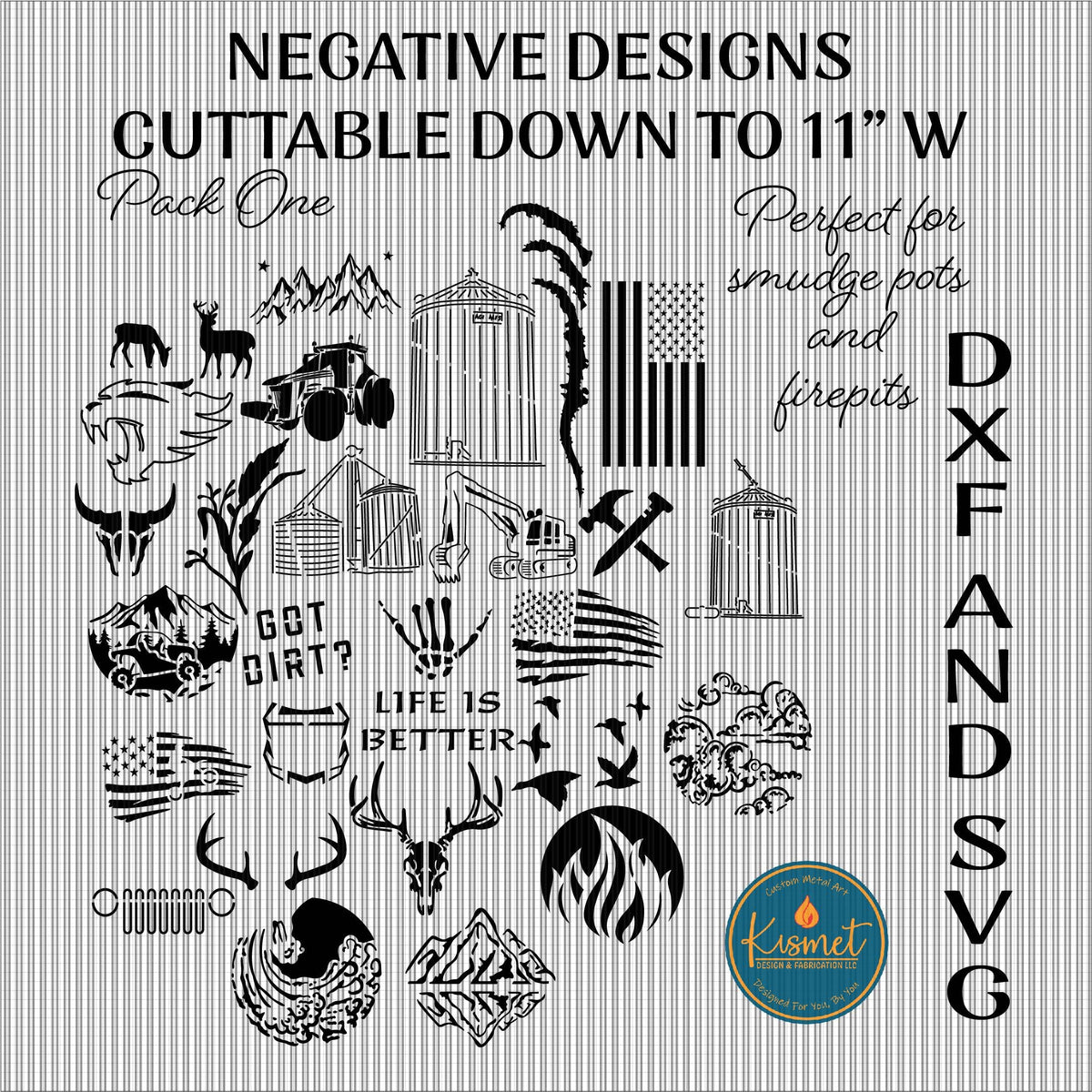 Drop Out Negative Design Pack DXF/SVG design preview with file details