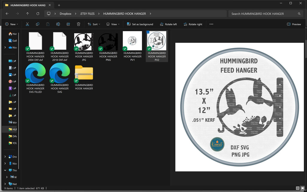 Hummingbird Feeder Hanger vector paths in design software