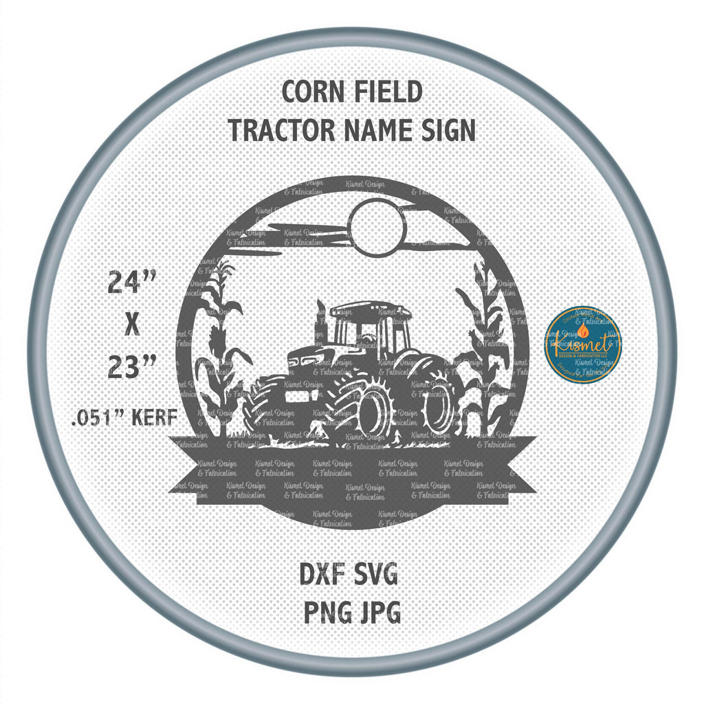 Corn Field Tractor Custom Name Sign DXF/SVG design preview with file details