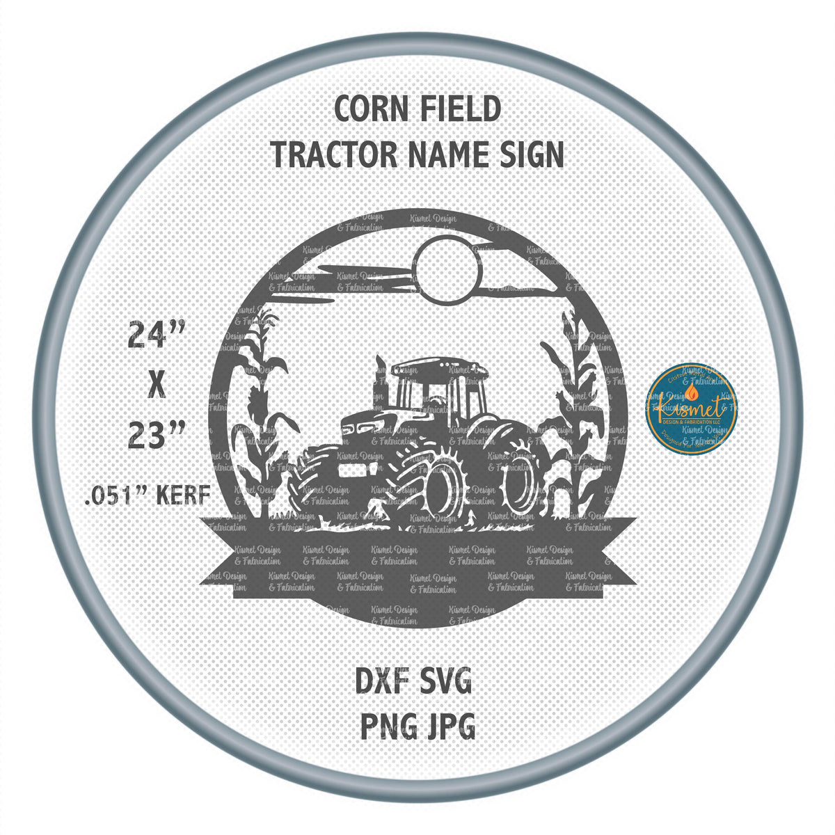 Corn Field Tractor Custom Name Sign DXF/SVG design preview with file details