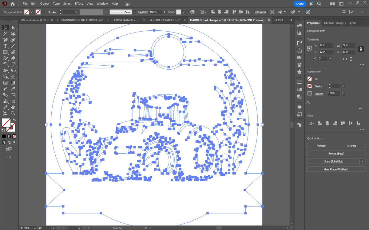 Corn Field Tractor Custom Name Sign vector paths in design software (photo 8)