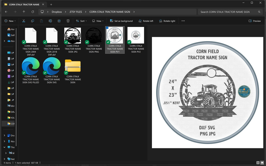 Corn Field Tractor Custom Name Sign vector paths in design software (photo 9)