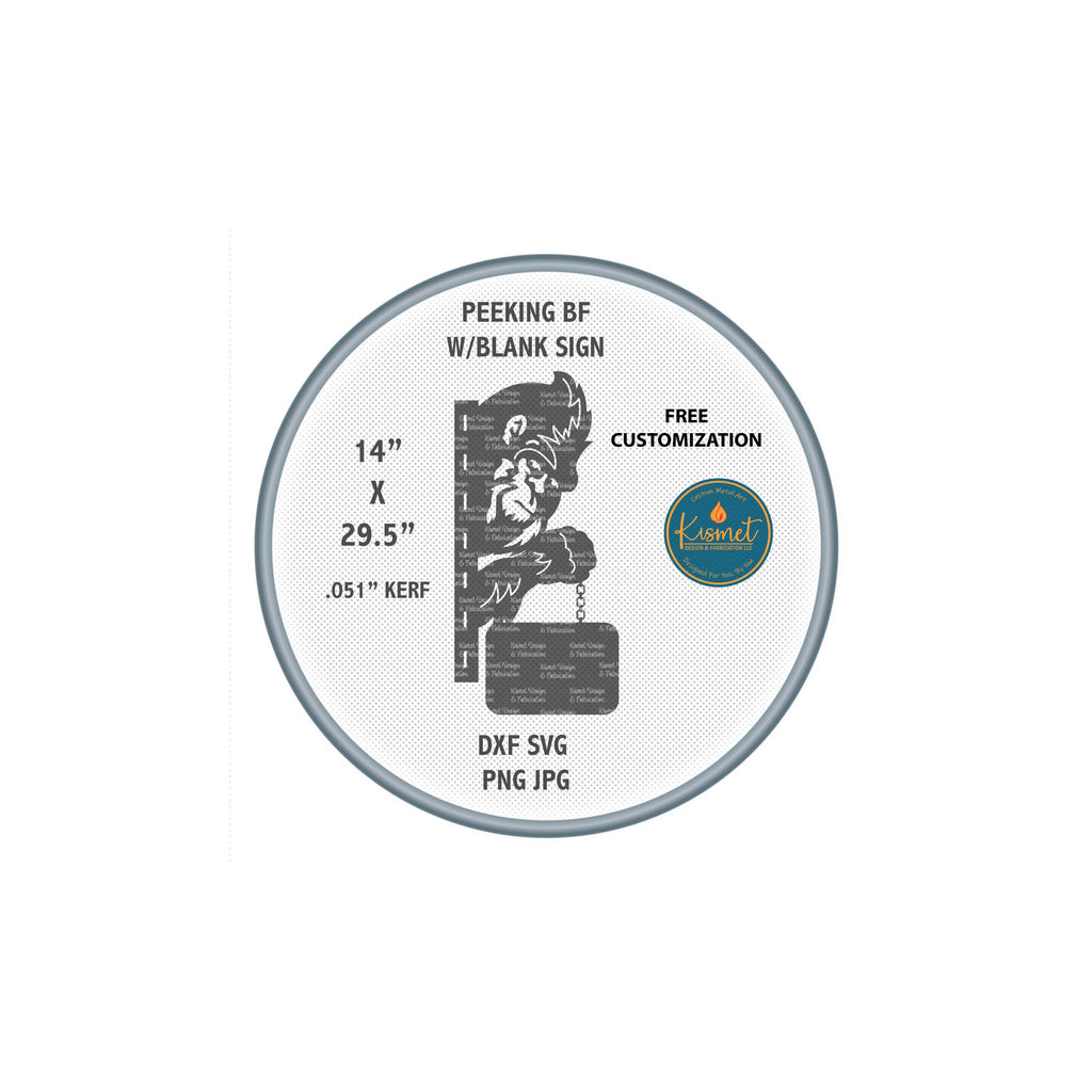 Peeking Bigfoot with Hanging Name Sign DXF/SVG design preview with file details (photo 7)