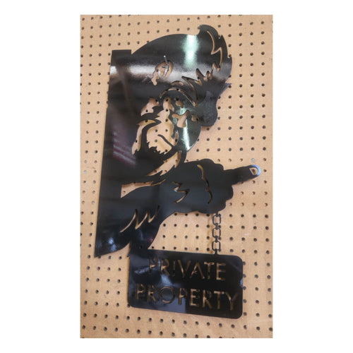 Bigfoot Private Property Sign finished metal example