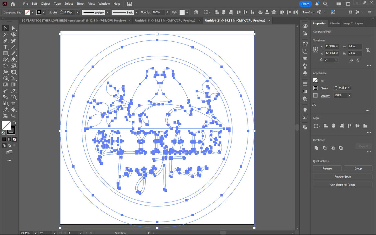 60 Years Together Love Birds Sign vector paths in design software (photo 9)