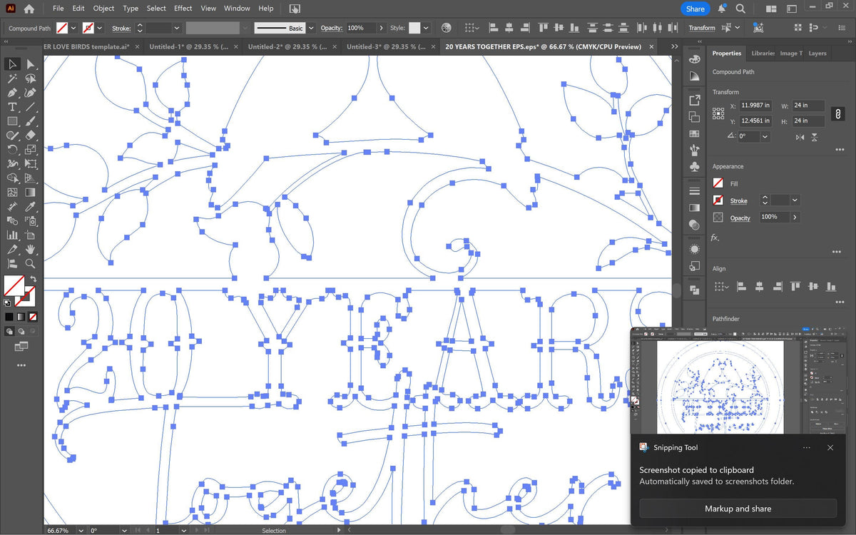 20th Anniversary Love Birds Sign vector paths in design software (photo 8)