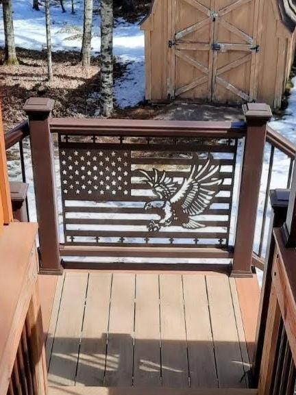 American Flag Eagle Railing Panel finished metal example (photo 2)