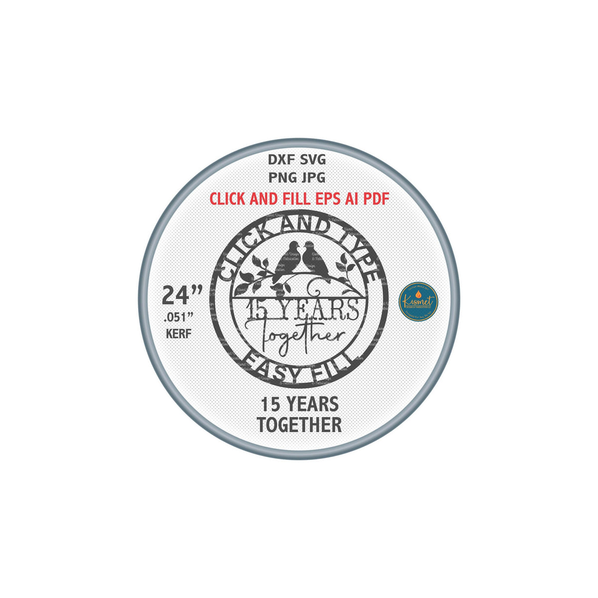 15th Anniversary Sign DXF/SVG design preview with file details (photo 4)