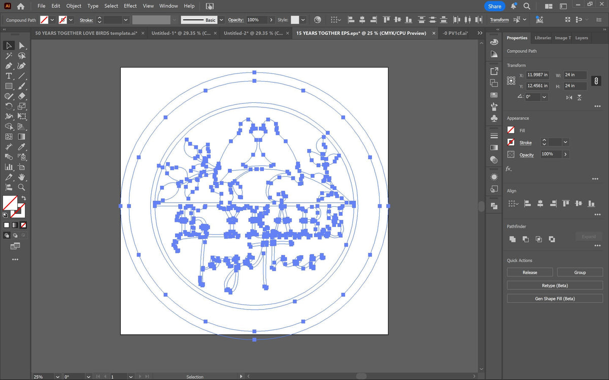 15th Anniversary Sign vector paths in design software (photo 5)