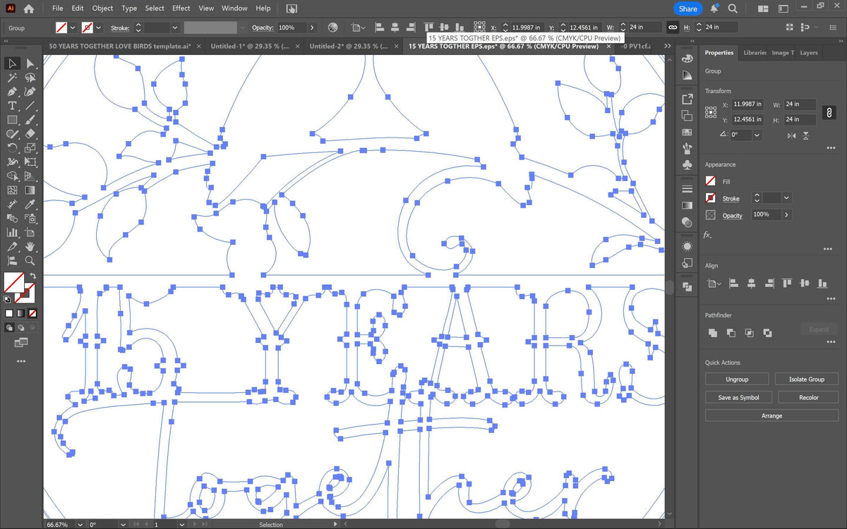 15th Anniversary Sign vector paths in design software (photo 6)