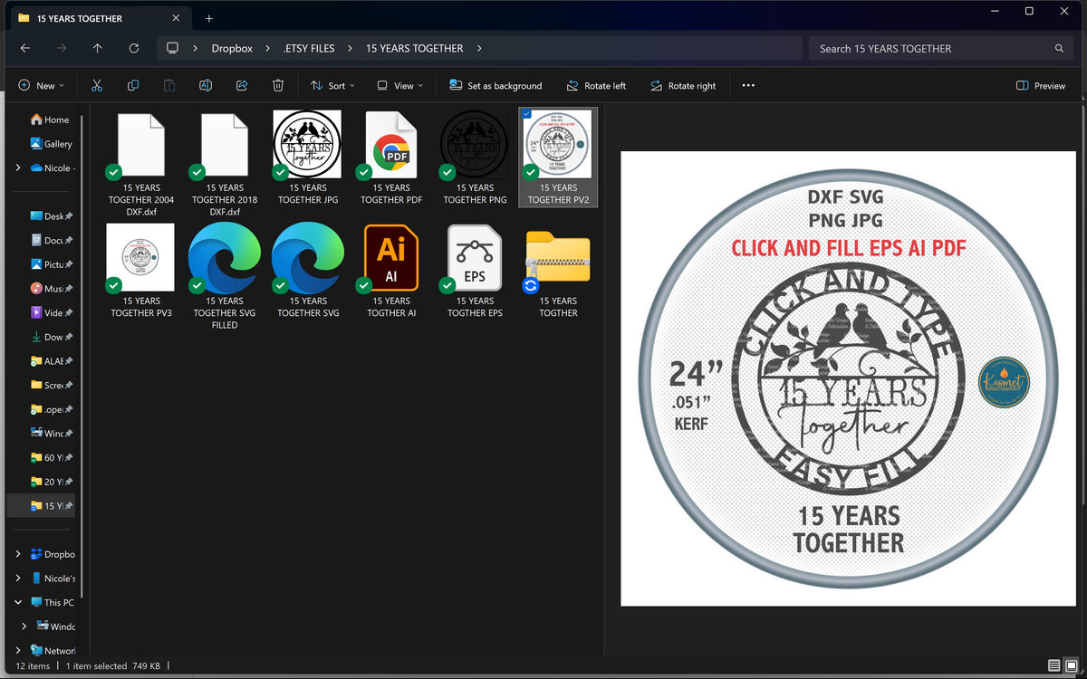 15th Anniversary Sign vector paths in design software