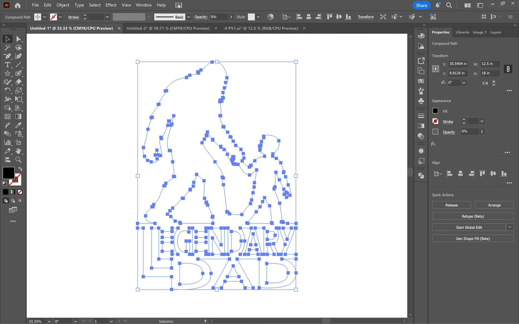 Legendary Dad Bigfoot and Son Sign vector paths in design software