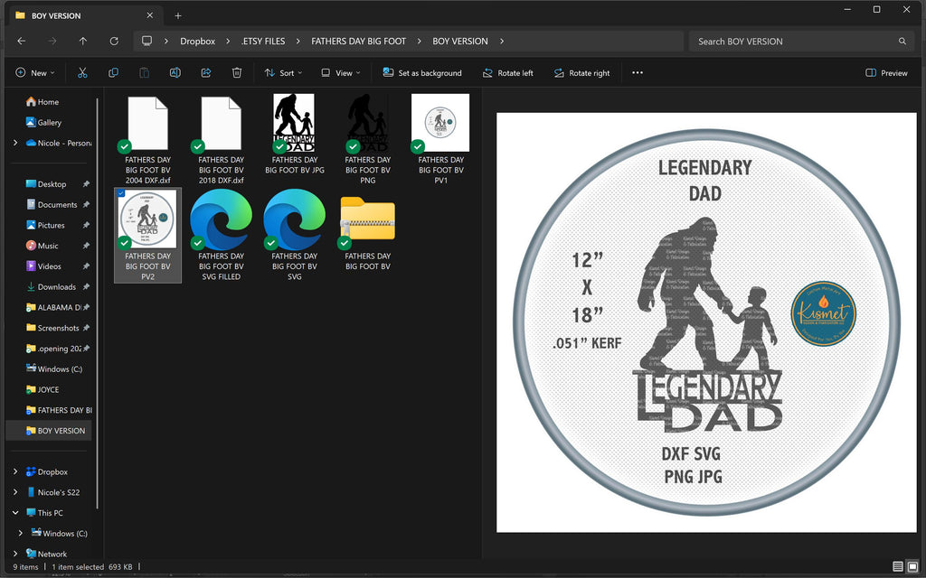 Legendary Dad Bigfoot and Son Sign vector paths in design software (photo 7)