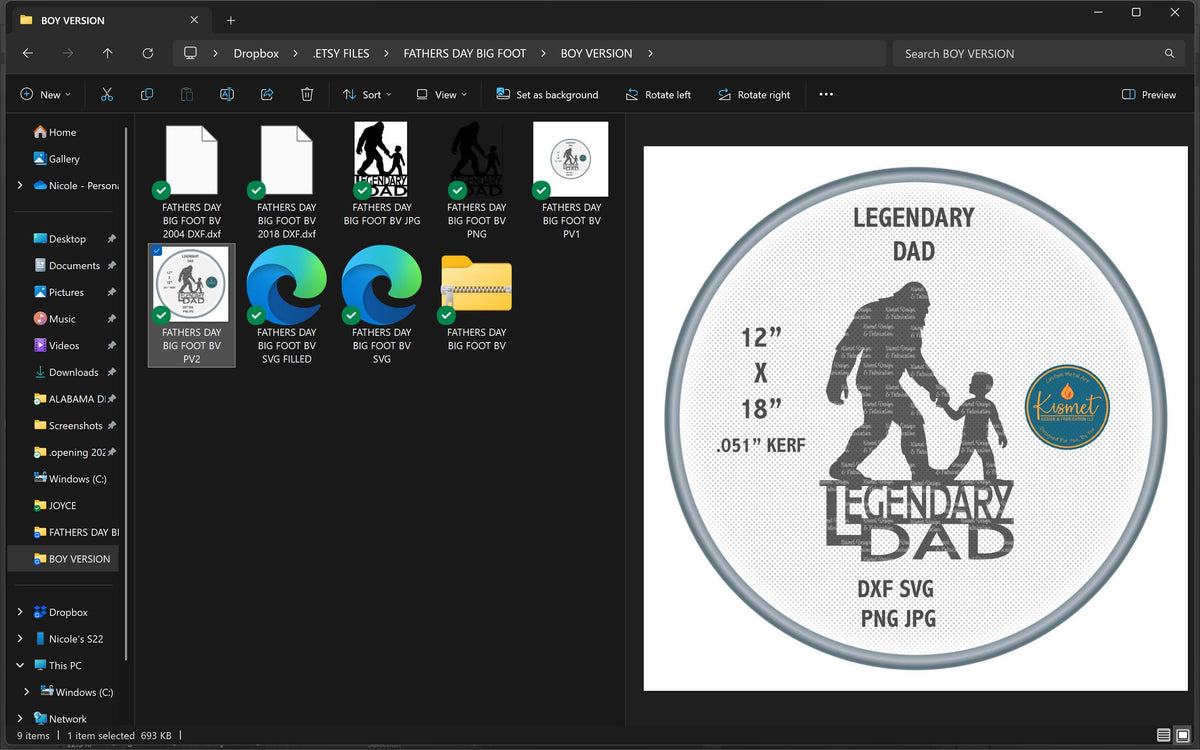 Legendary Dad Bigfoot and Son Sign vector paths in design software (photo 7)