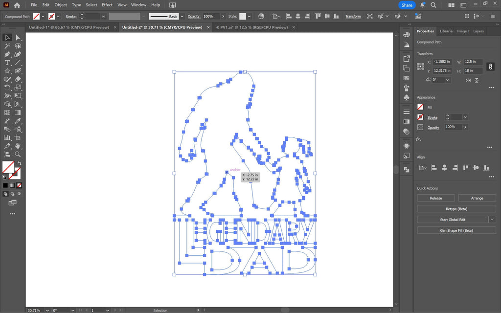 Legendary Dad Bigfoot and Daughter Sign vector paths in design software (photo 5)