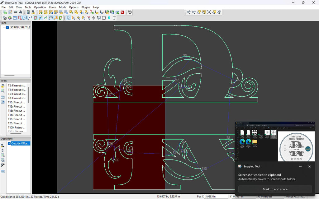 Scroll Serif Split Letter R Monogram vector paths in design software (photo 7)