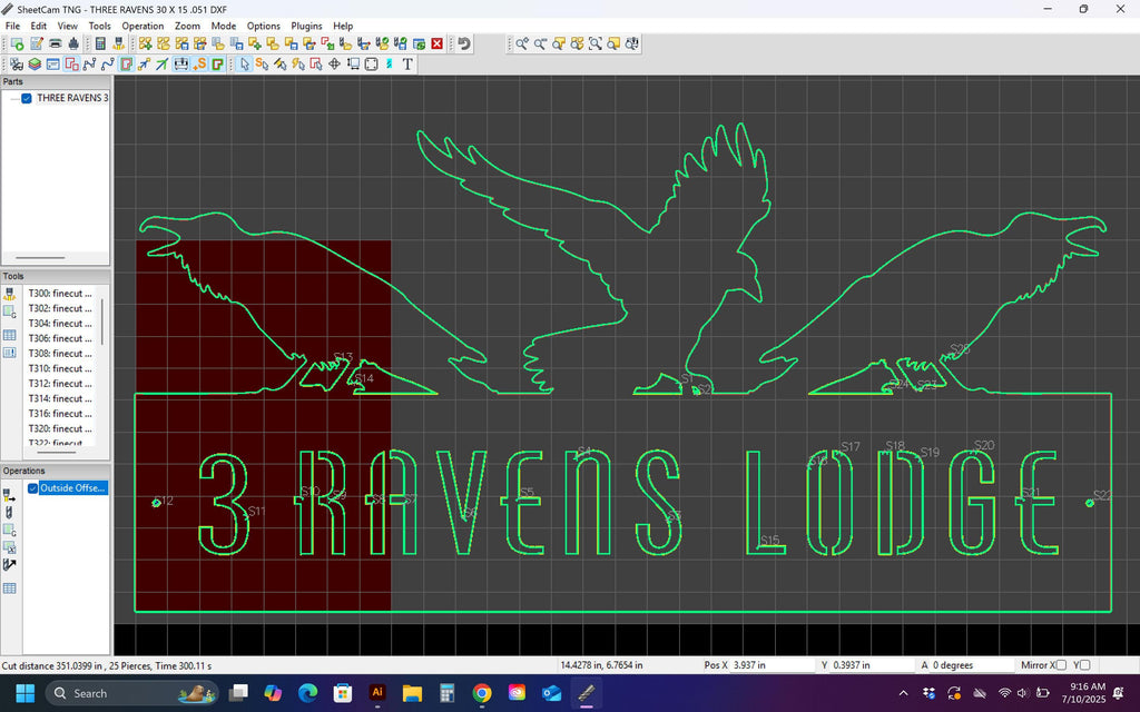 Three Ravens Lodge vector paths in design software (photo 7)