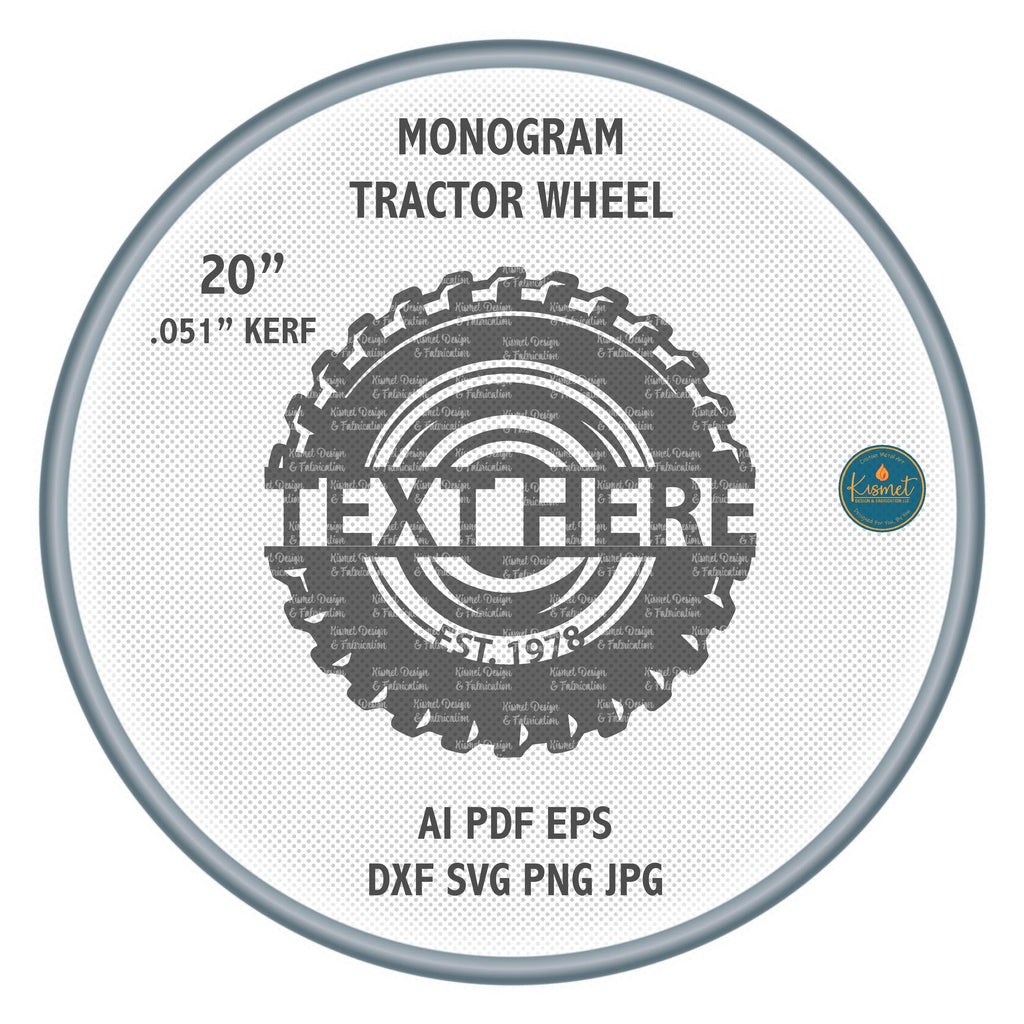 Tractor Tire Monogram DXF/SVG design preview with file details