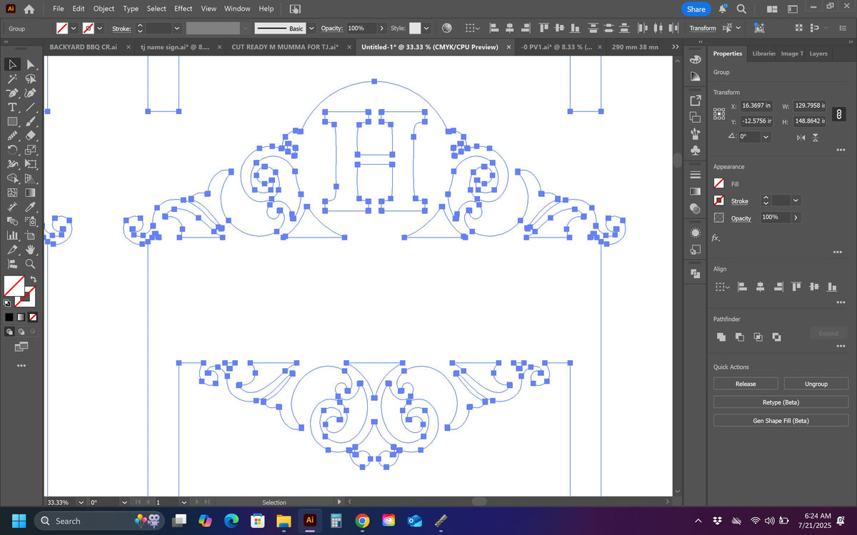 A–Z Monogram Yard Signs vector paths in design software (photo 9)