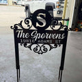 A–Z Monogram Yard Signs finished metal example