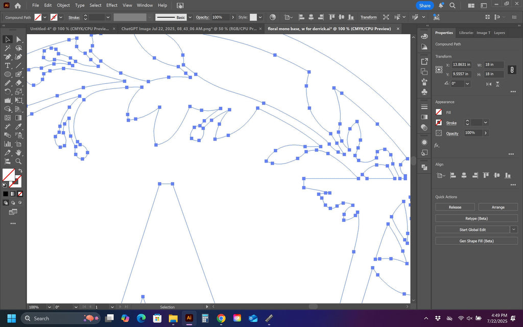 W Vine Ring Monogram vector paths in design software (photo 4)