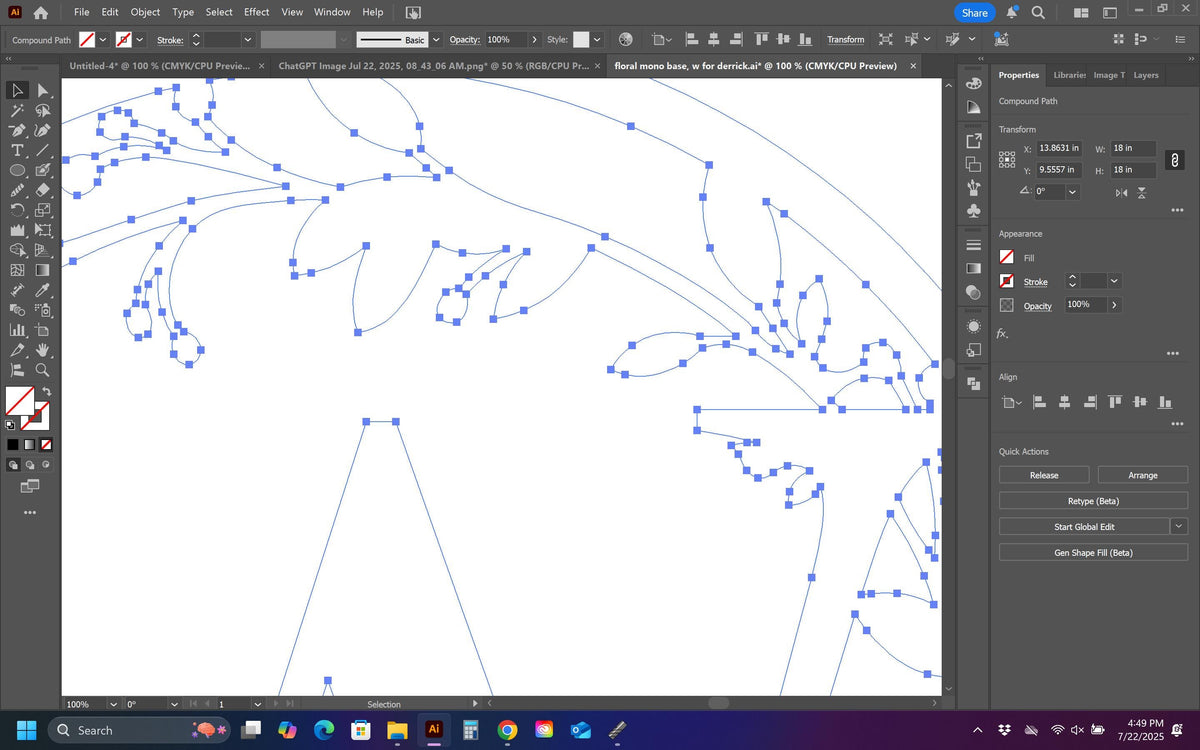 W Vine Ring Monogram vector paths in design software (photo 4)