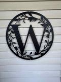 W Vine Ring Monogram finished metal example