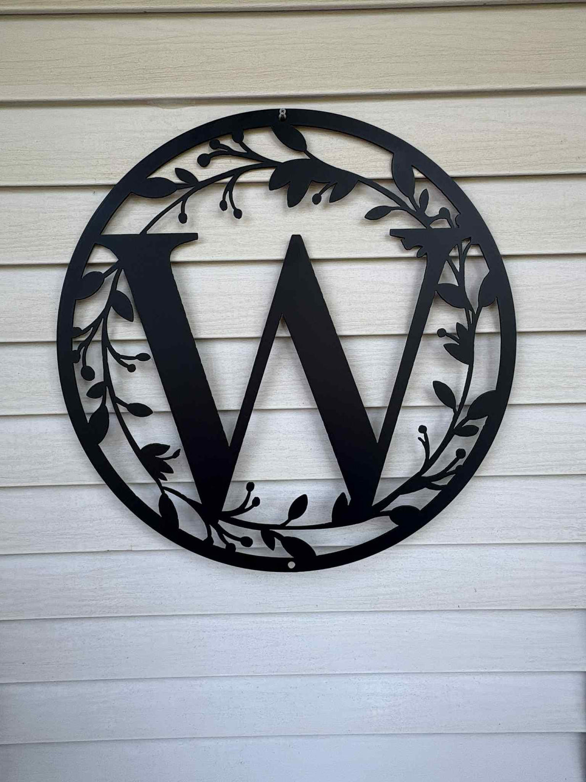 W Vine Ring Monogram finished metal example