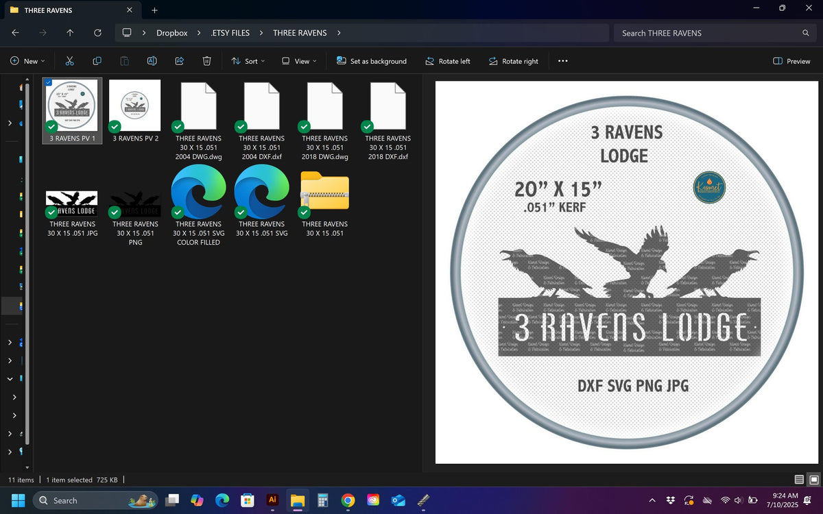 Three Ravens Lodge vector paths in design software