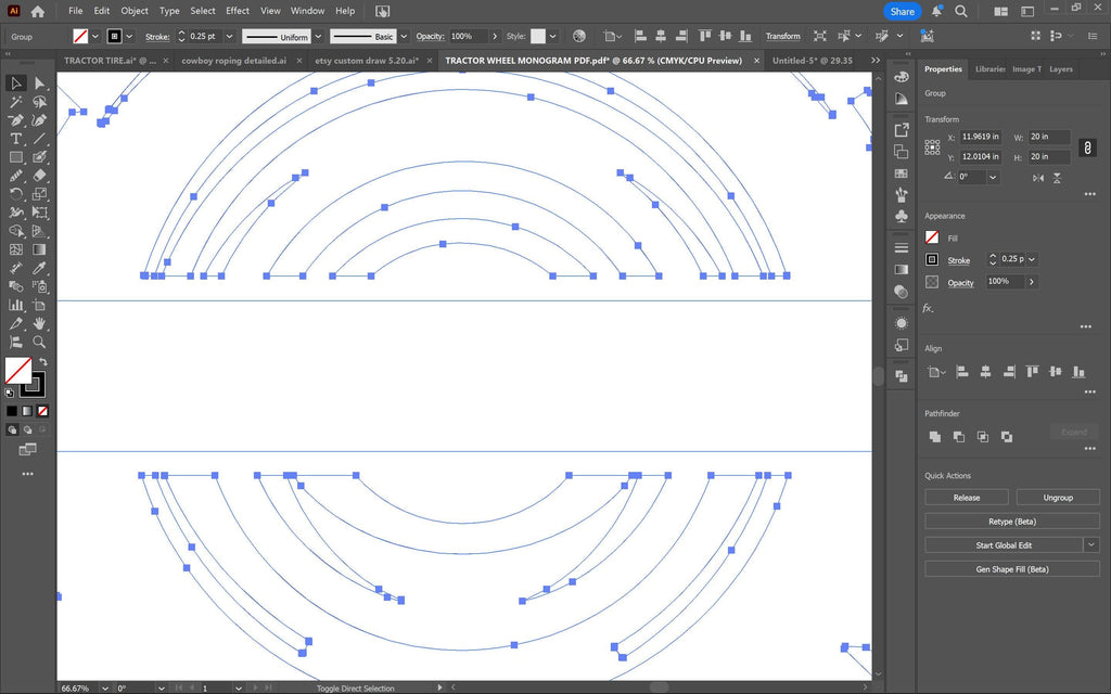 Tractor Tire Monogram vector paths in design software (photo 7)