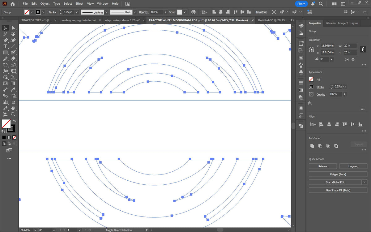 Tractor Tire Monogram vector paths in design software (photo 7)