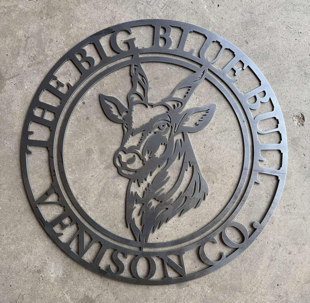 Antelope Round Sign finished metal example