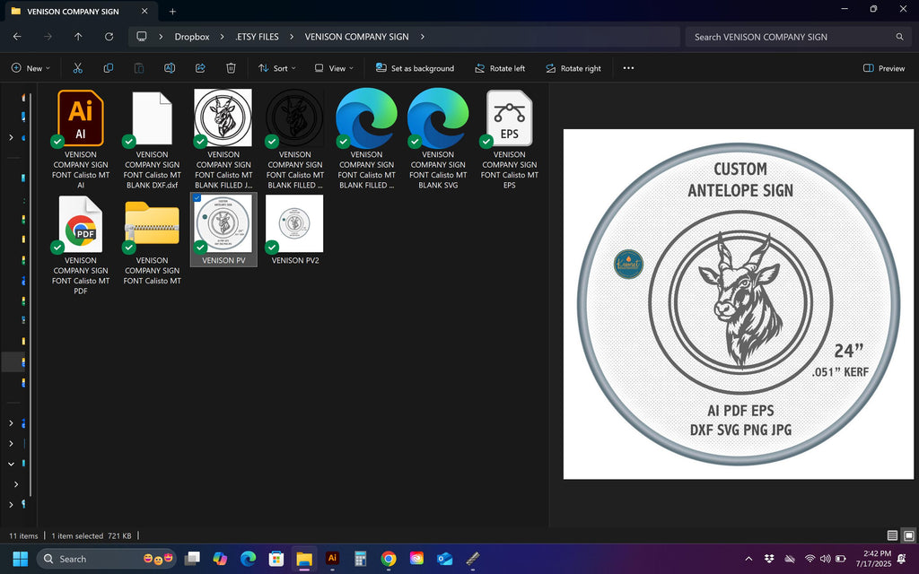 Antelope Round Sign vector paths in design software