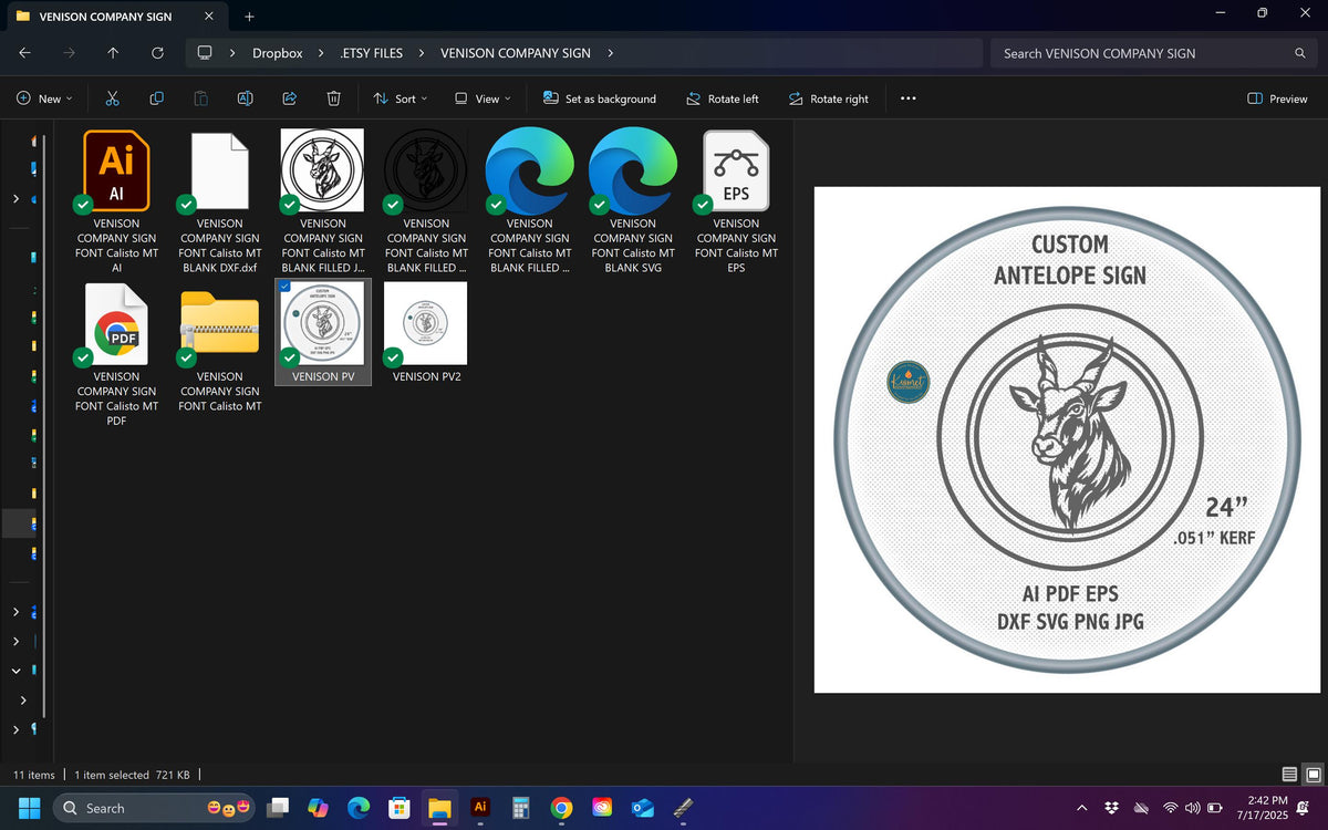 Antelope Round Sign vector paths in design software