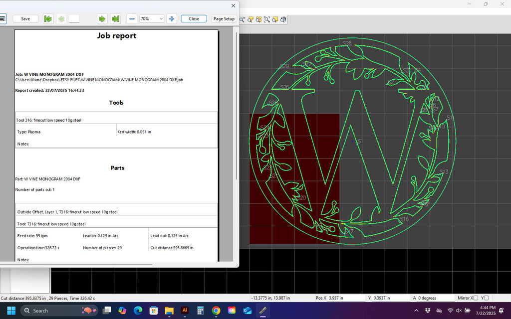 W Vine Ring Monogram vector paths in design software (photo 5)