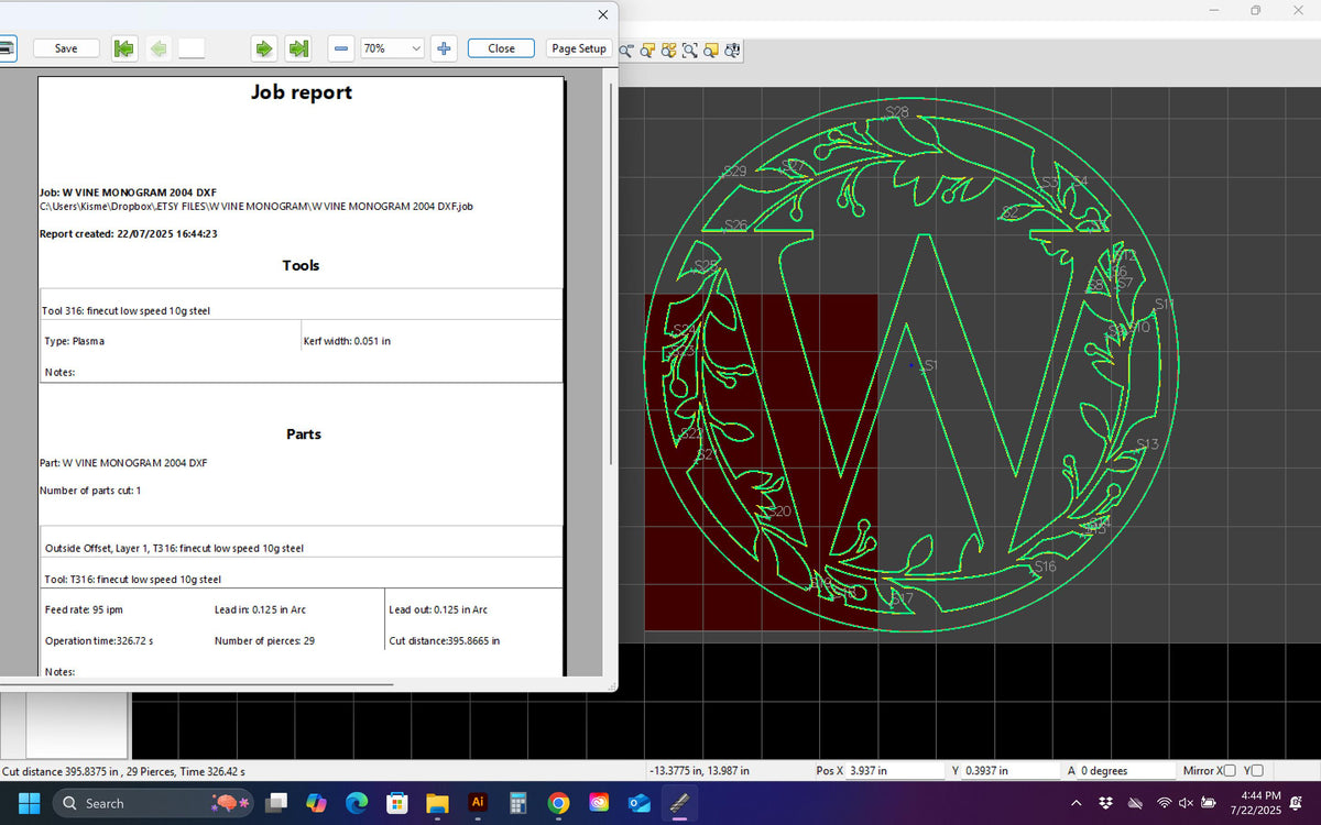 W Vine Ring Monogram vector paths in design software (photo 5)