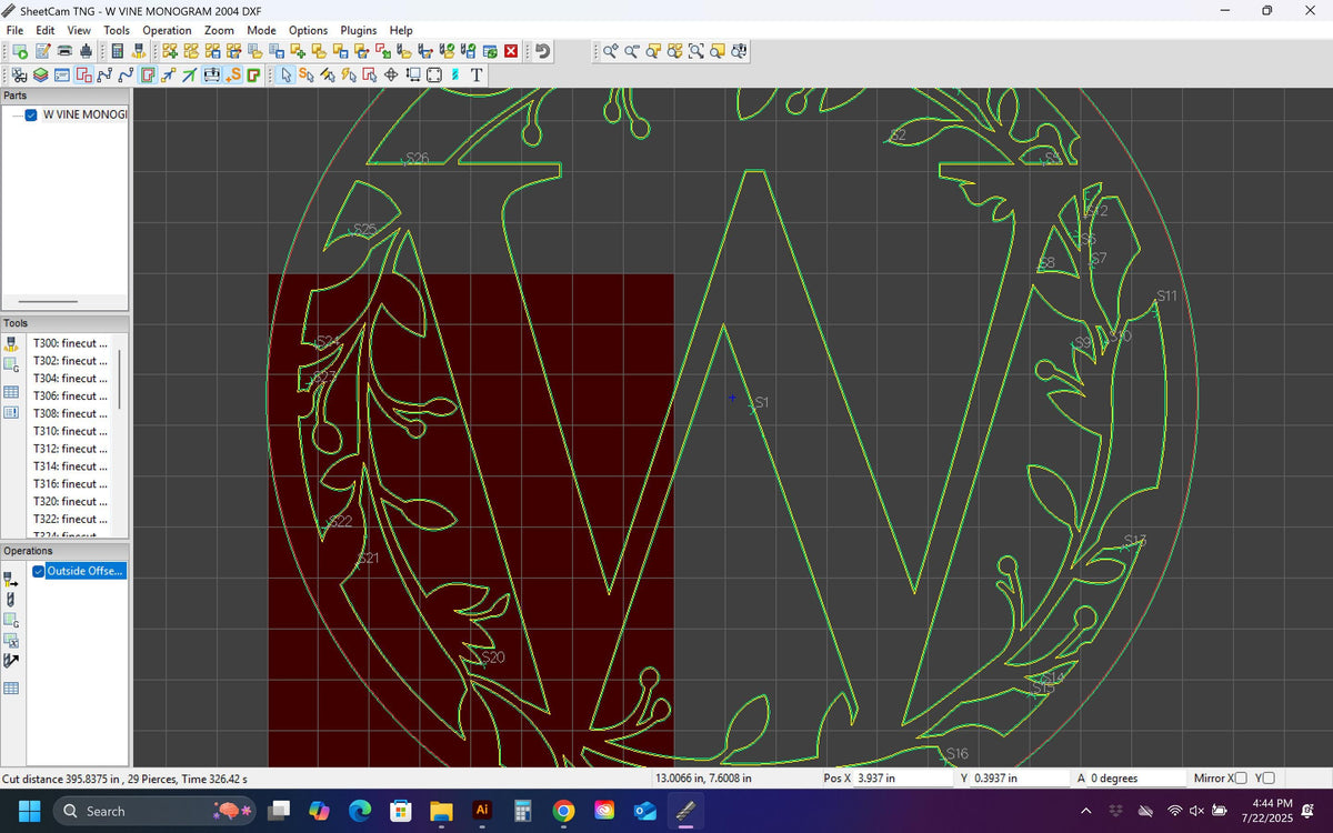 W Vine Ring Monogram vector paths in design software (photo 9)