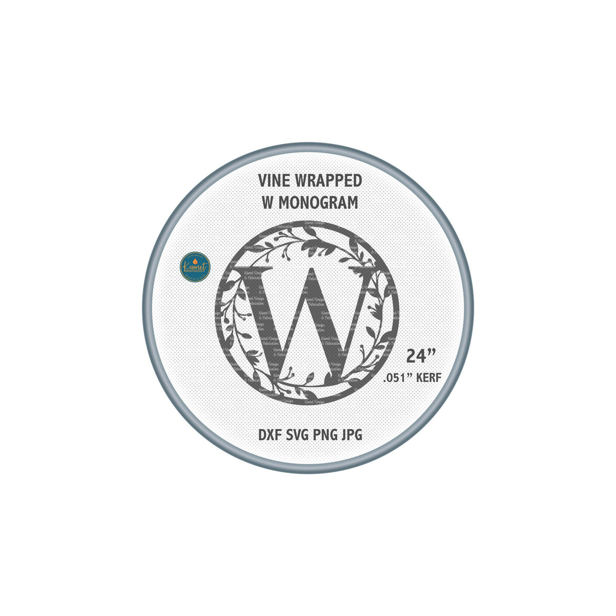 W Vine Ring Monogram DXF/SVG design preview with file details (photo 6)