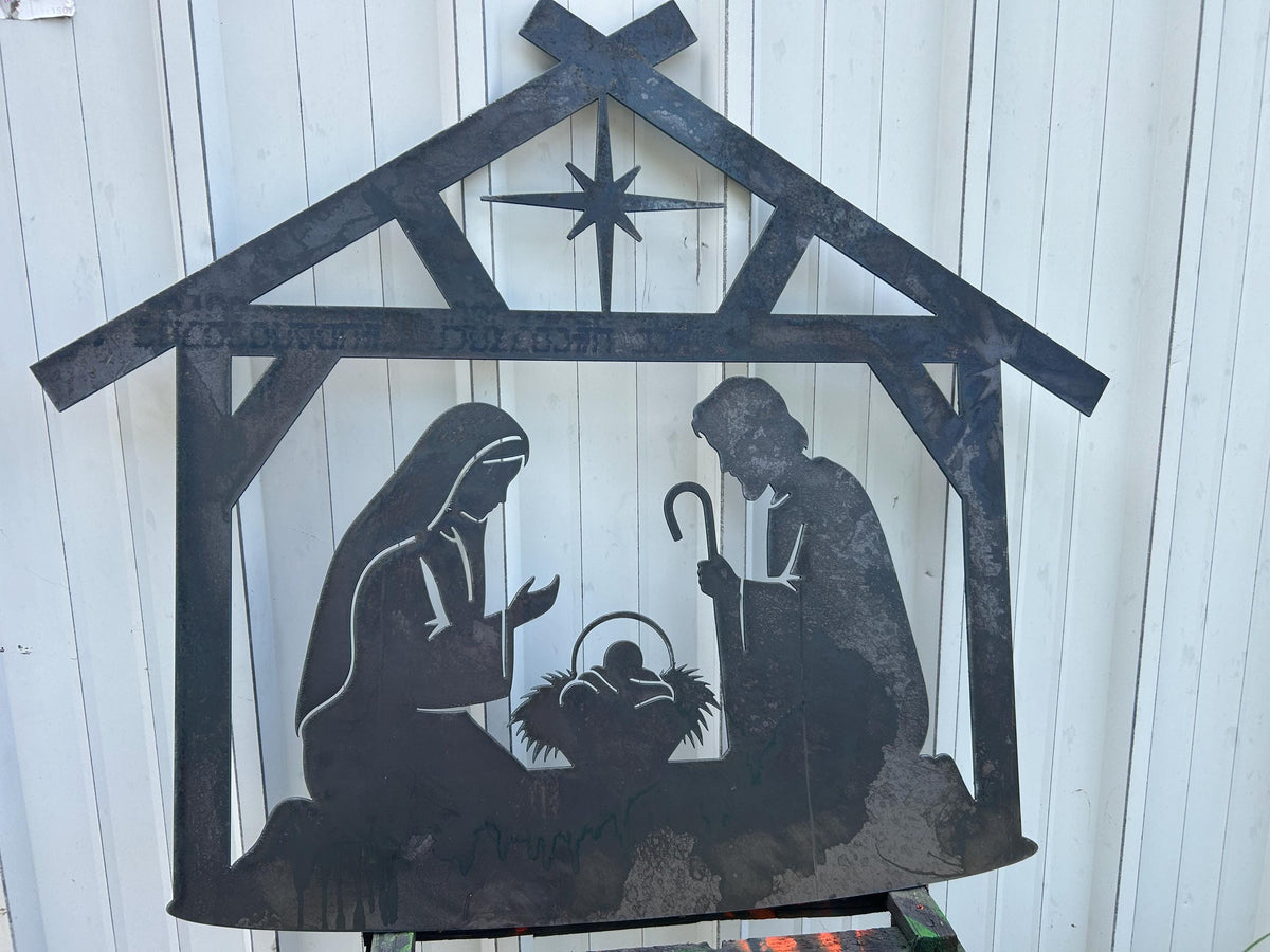 Away in a Manger Nativity finished metal example (photo 2)