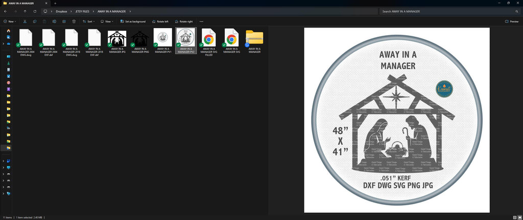 Away in a Manger Nativity vector paths in design software