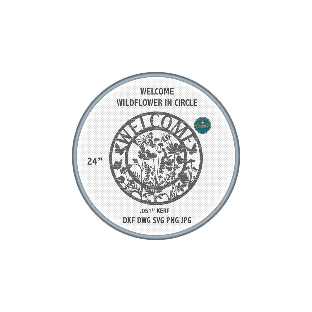 Wildflower Welcome Circle Sign DXF/SVG design preview with file details (photo 6)