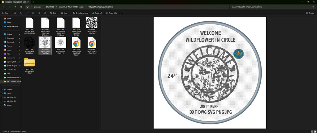 Wildflower Welcome Circle Sign vector paths in design software (photo 7)