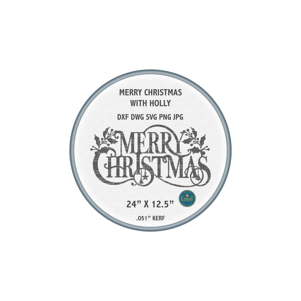 Merry Christmas Holly Script DXF/SVG design preview with file details (photo 2)